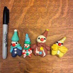 Colorful Clay Clown Figurines Set